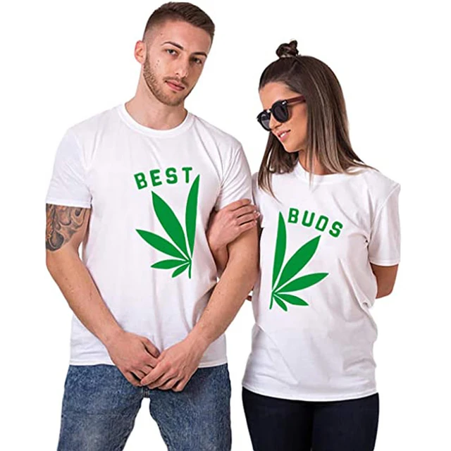 Best Buds Shirts Matching Couple Clothes His and Hers Outfits Marijuana Leaf Shirts Weed Print Tee Top Boyfriend Girlfriend Gift AliExpress