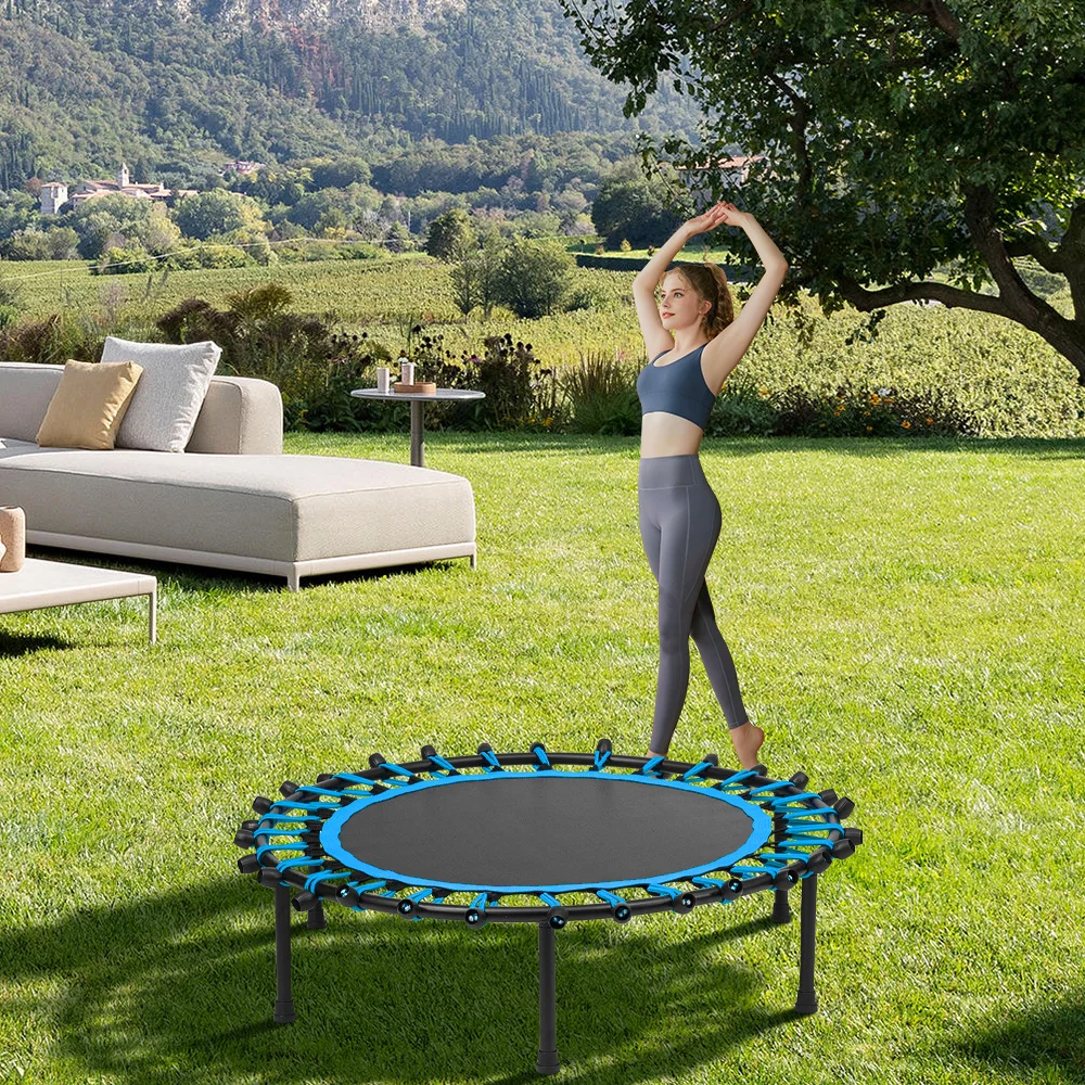 40 Inch Black Blue Round Garden Trampoline Fitness Trampoline for Kids and Adults