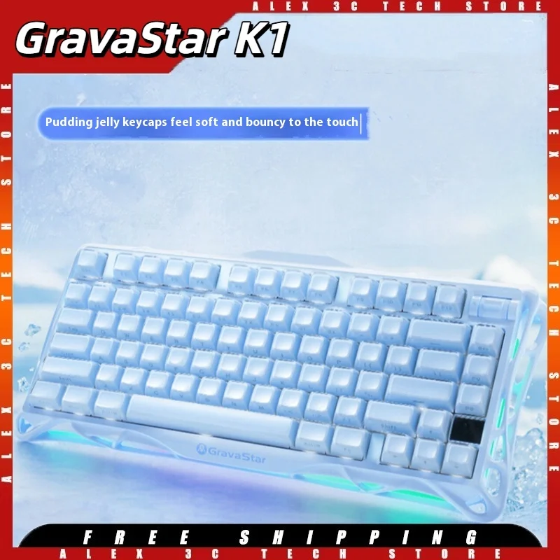 

GRAVA STAR K1 Mechanical Keyboard 75% 79Keys 3Modes 8000mAh 1000Hz Jelly Keycaps RGB Hot Swap Ergonomic for Esports and Office