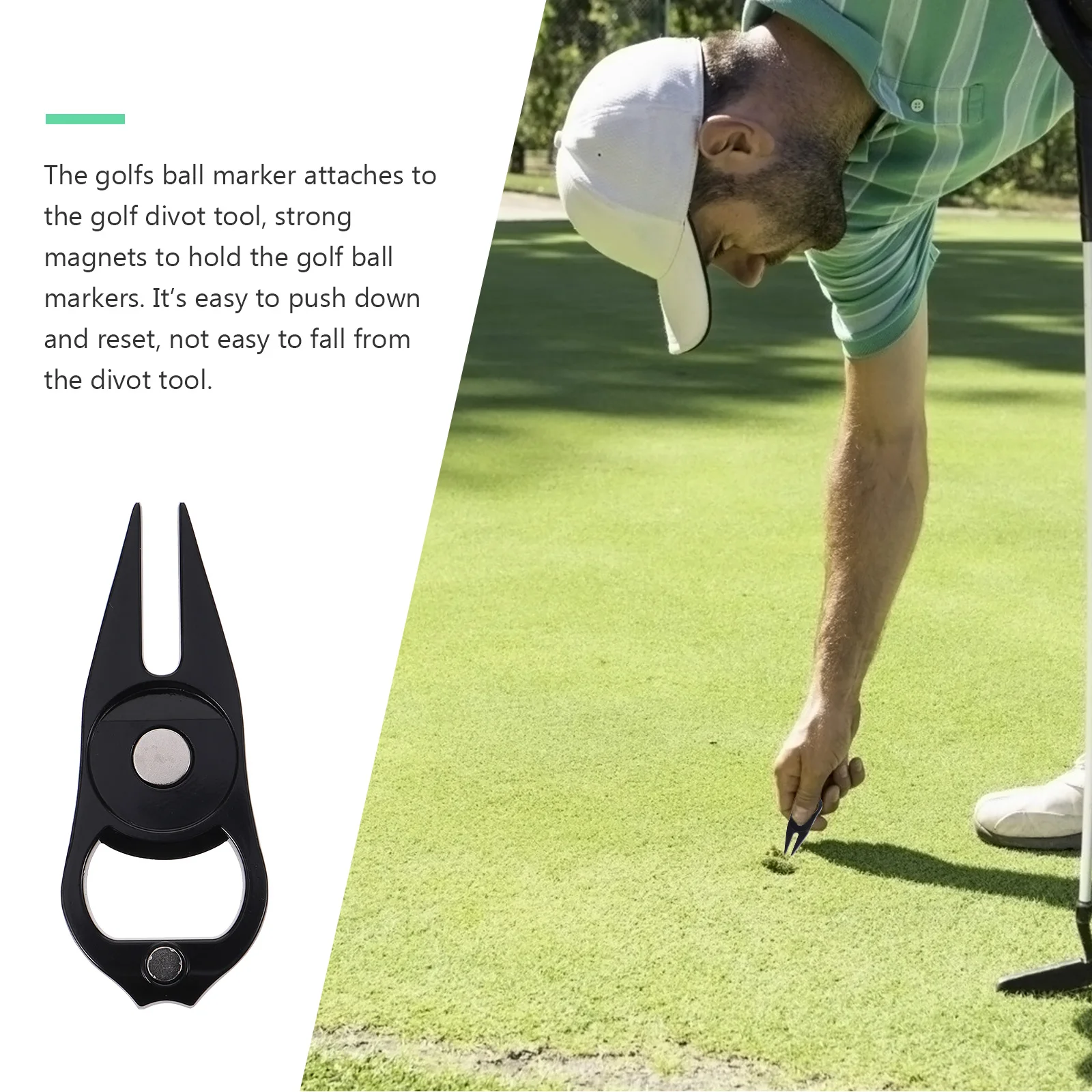 

Golf Fork Divot Repair Tool Zinc Alloy Durable Golfs Ball Line Marker Multipurpose Portable Solid Training Golf Supplies