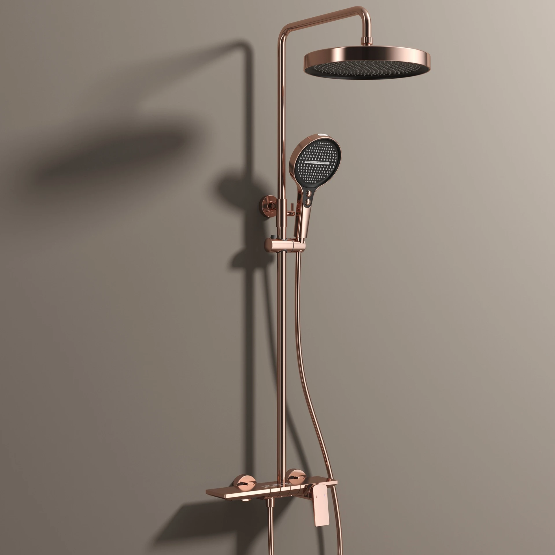 Rose Gold Piano Bathroom Shower System Solid Brass Bathroom Faucet Accessories Rain Shower Head Hot Cold Piano Shower Set