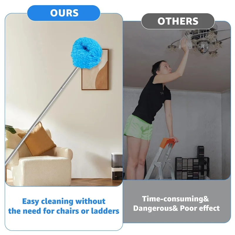 

Ceiling Fan Cleaner Duster Telescopic Handle With Removable Cleaning Head Reusable Microfiber Ceiling Fan Blade-AC82