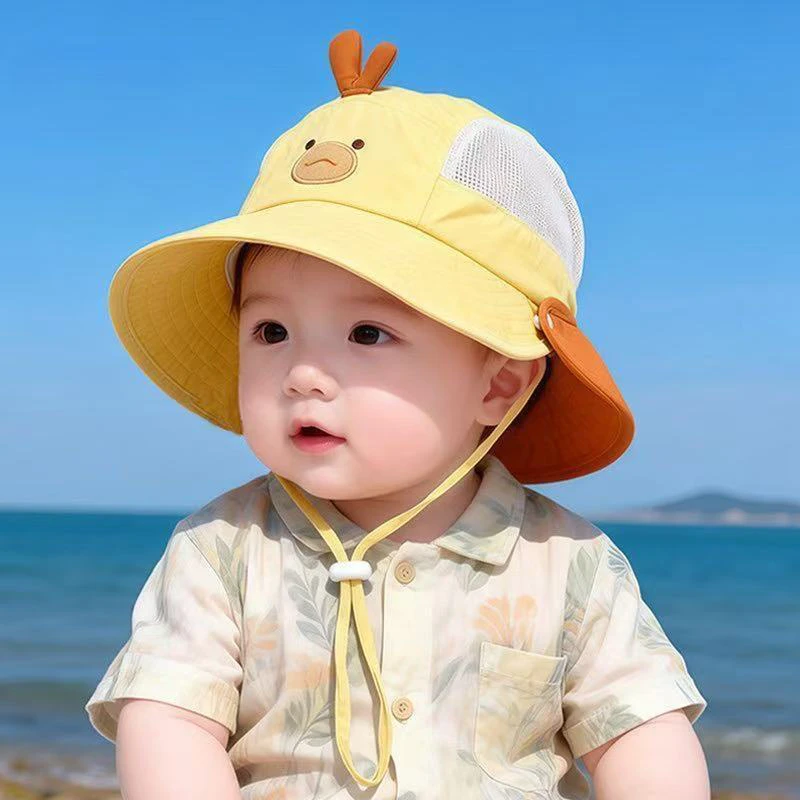 Cartoon Sunshade Baby Beach Hat Cute Bear Rabbit Ears Boys Girls Sun Visor Cap Summer Outdoor Breathable Mesh Panama Hats 2026 view 6