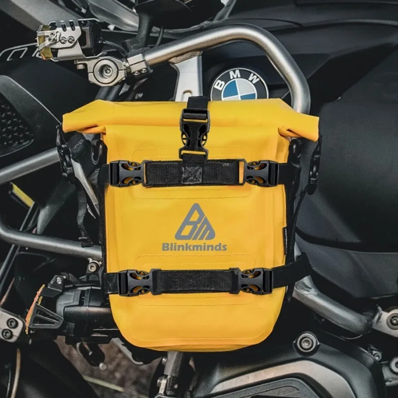 Black PVC Motorcycle Crash Bar & Tank Side Bag- IPX7 Waterproof, Reflective, Wear-resistant, 5-8L Large Capacity  Multi-Color