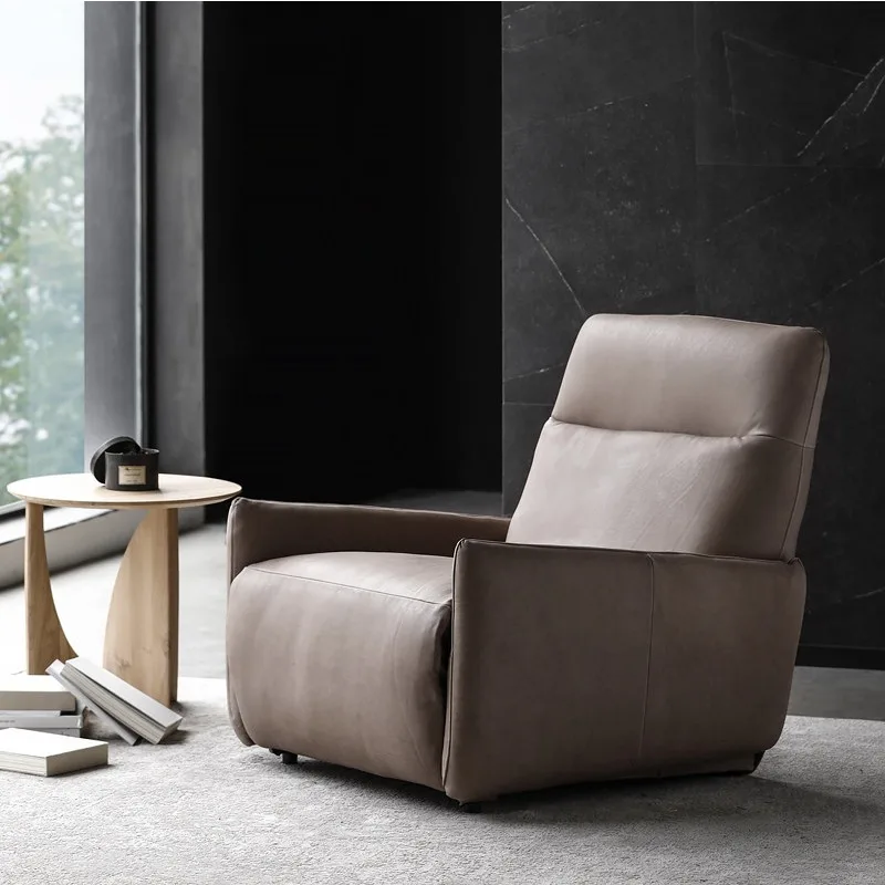 Full leather retro home theater electric function sofa single chair