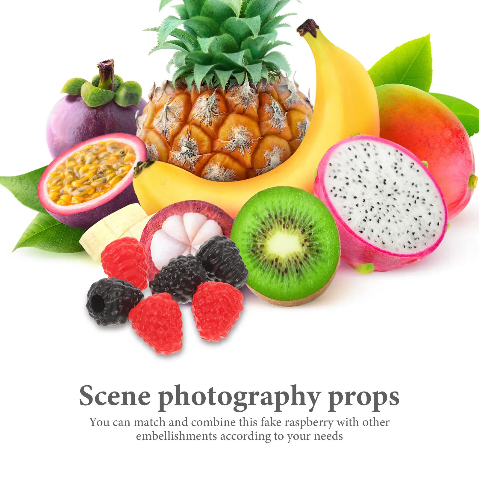 

6pcs Artificial Raspberry Fake Realistic Decoration Lifelike Desktop Fruit Photo Props Simulation Adornment Window Display