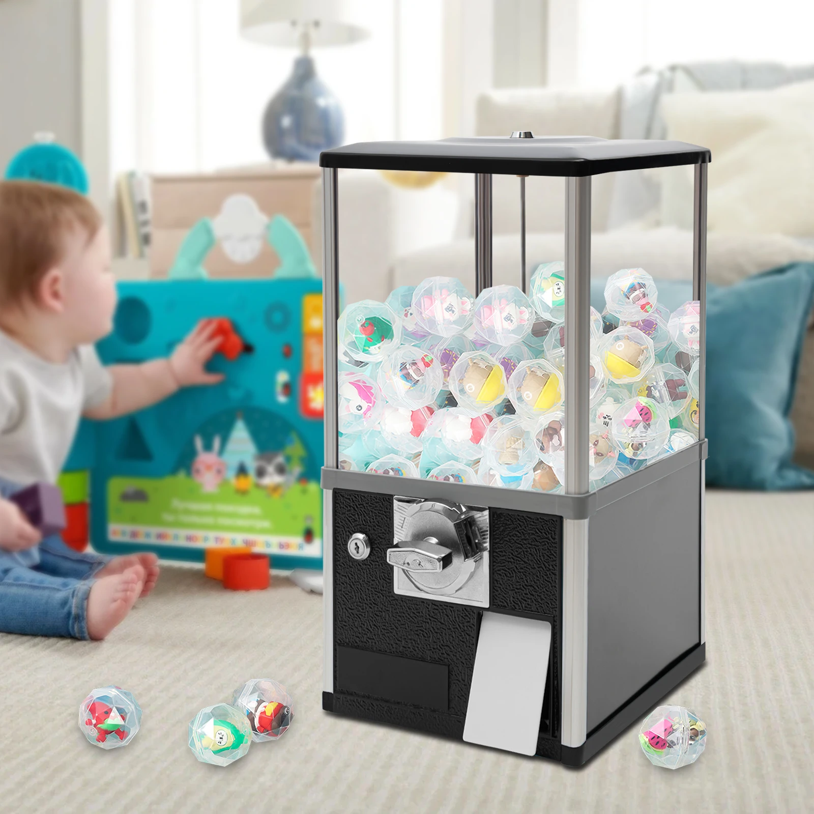 Commercial Big Capsule Vending Machine Gumball Machine Toy Coin Operated Gumball Bank for Kids Suit for 4 * 25 Cents