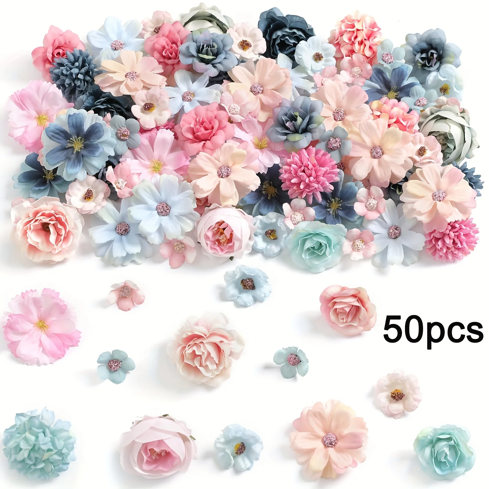 50 Stuks Rose Kunstbloemen Hoofden Zijde Nep Bloemen voor Home Decor Tuin Bruiloft Decoratie Krans Slingers Geschenken Accessoires
