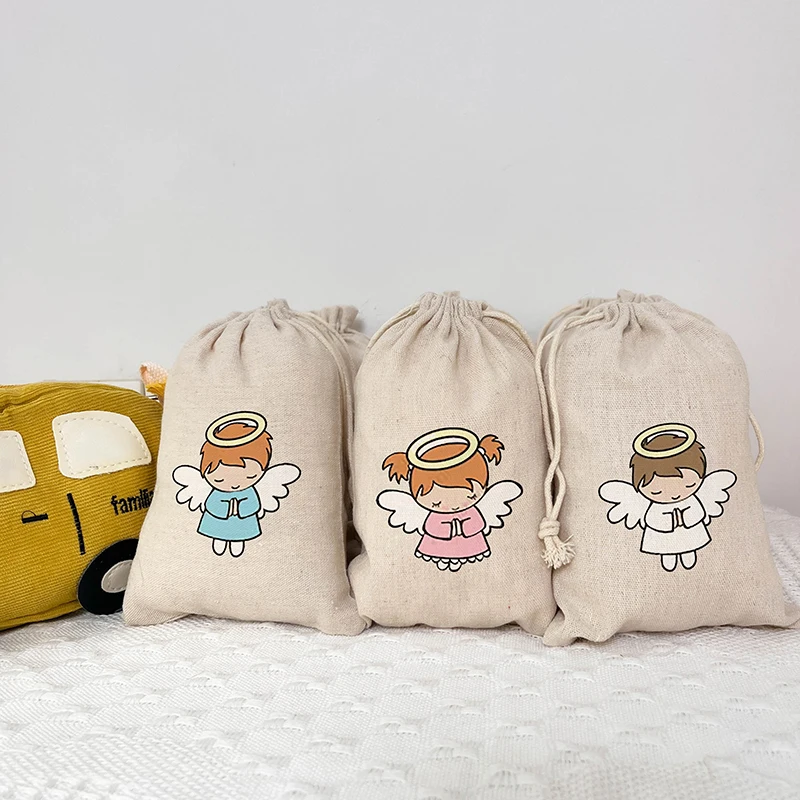 5pcs angel gift bags Boy Girl 1st Birthday party baby shower Baptism Christening First Holy Communion Christmas decoration sign