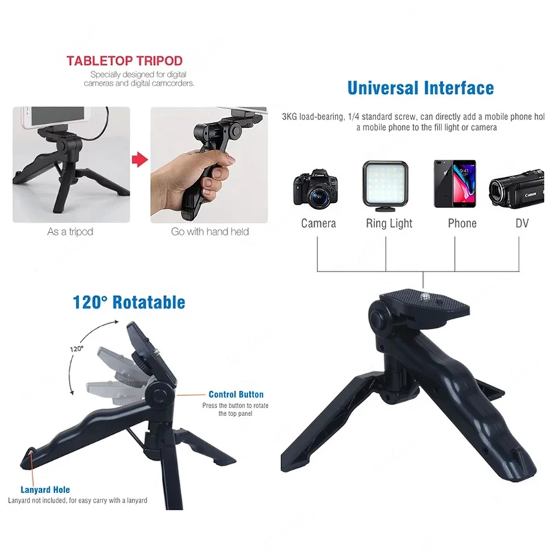 Phone Holder Portable Tripod Foldable Desktop Mobile Phone Stand Rotatable Selfie Holding Live Video Camera Stabilizer Bracke