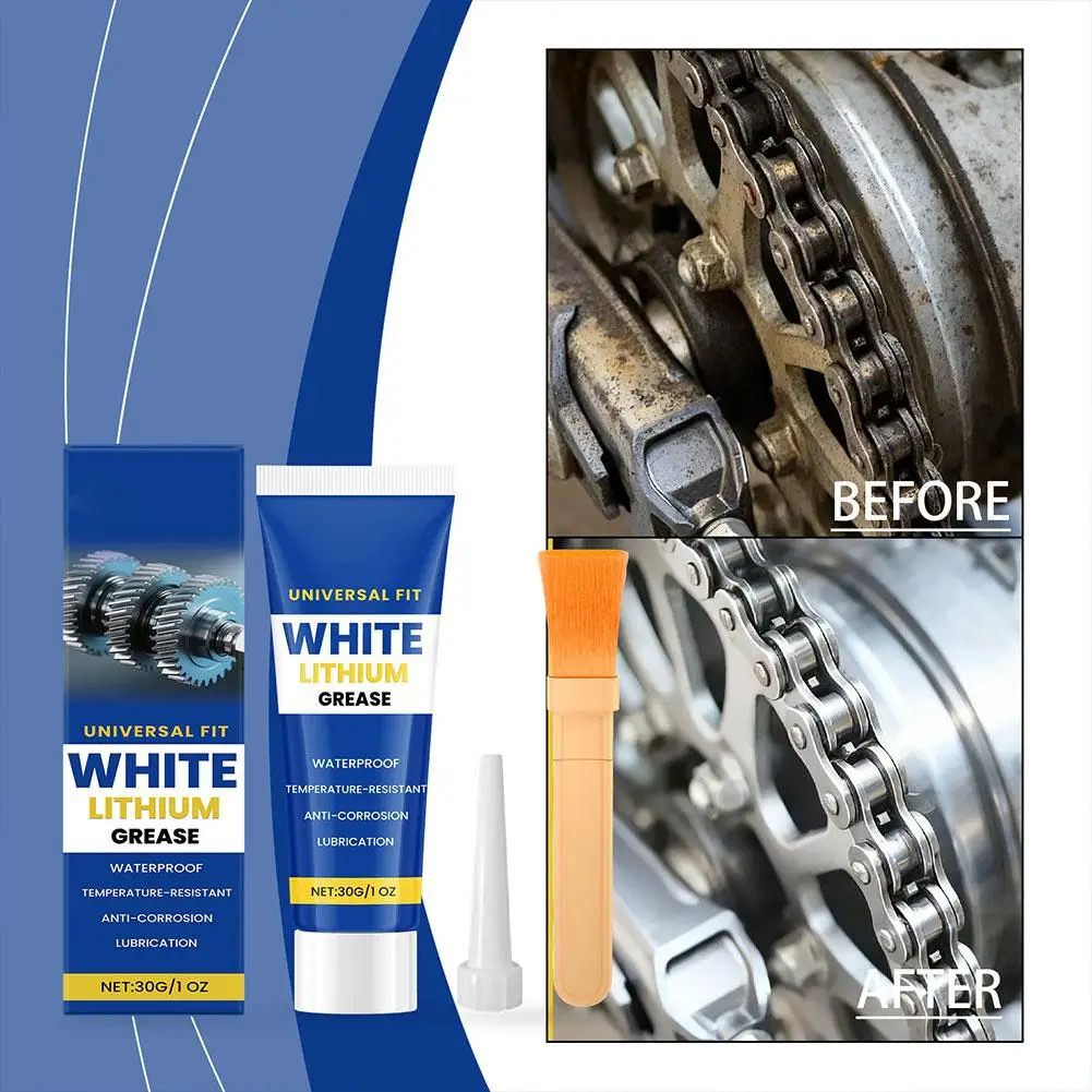 

30g White Grease Multi-Purpose High-Temp Rresistance Mineral Oil Formula Lubricant For Car Sunroof Hinge Gear Bearing Chain H4J0