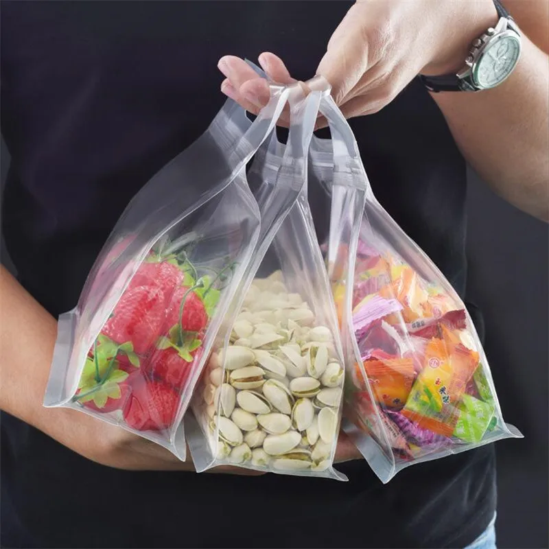 1/5/10Pcs Reusable PEVA Food Bag Freezer Stand Up Food Storage Bag Silicone Bag Leakproof Top Kitchen Organizer Fresh Shut Bags