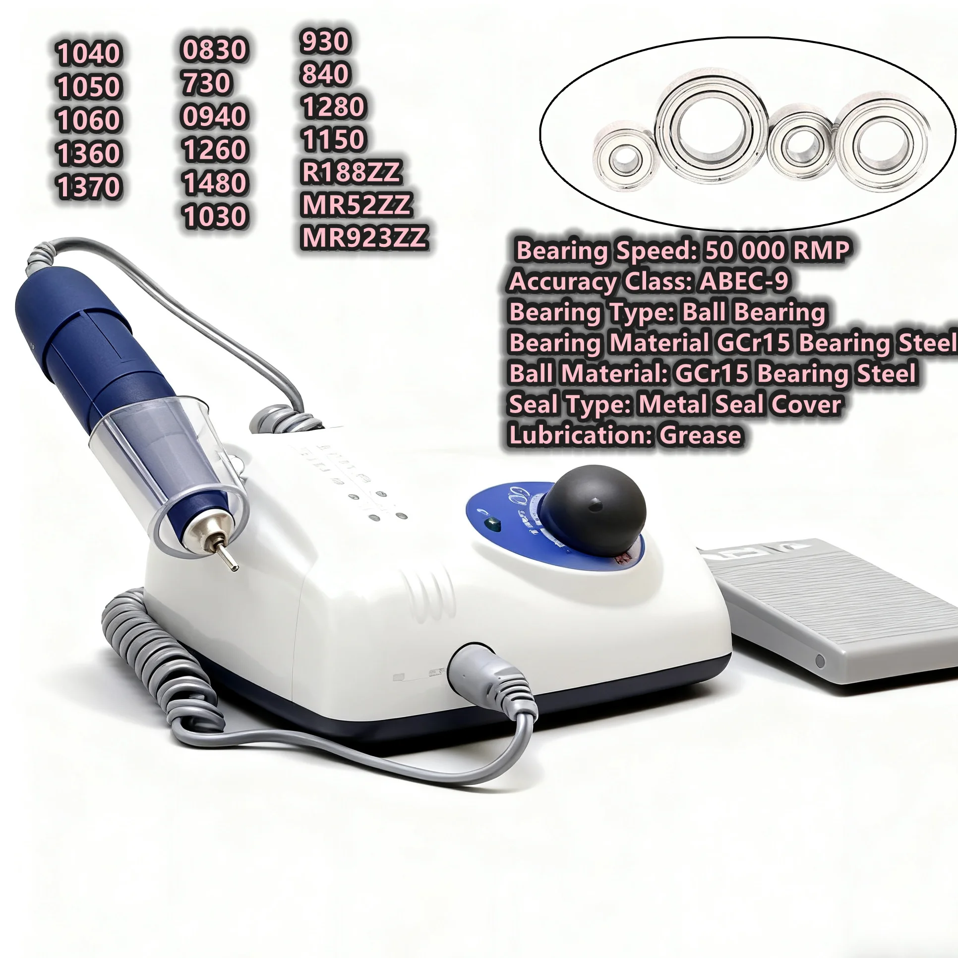 

High Speed Bearings For Strong Handpieces 830 0940 1260 1480 1030 1040 1050 1060 1360 1370 Bearing For Nail Drill ABEC-9