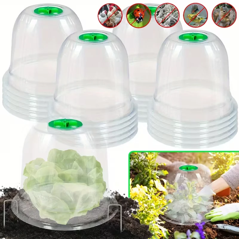 

Garden Cloche Clear Bell Covers Freeze Protection Humidity Domes Plastic Dome with Ground Securing Pegs for Plants Seed Starting