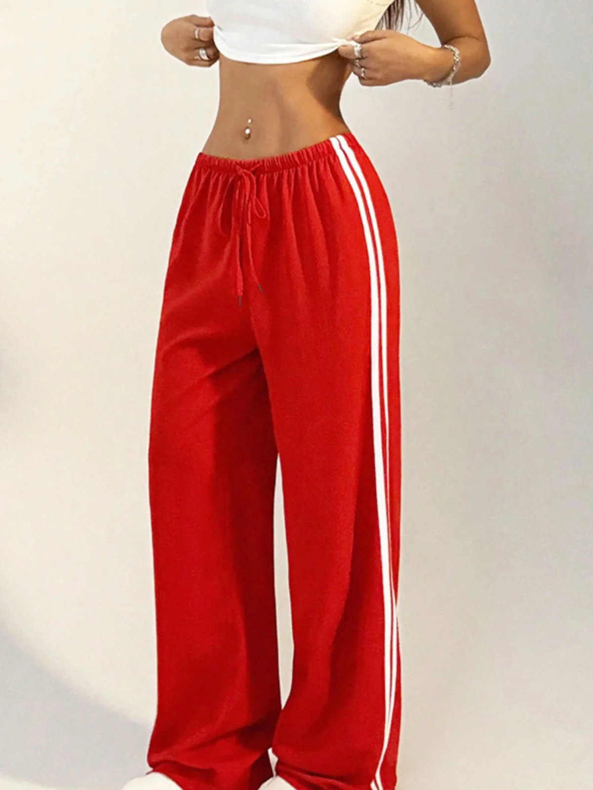 Pantaloni sportivi casual a gamba dritta Vestibilità ampia da donna Pantaloni lunghi versatili e comodi a vita bassa Fibra di poliestere Stagione autunnale