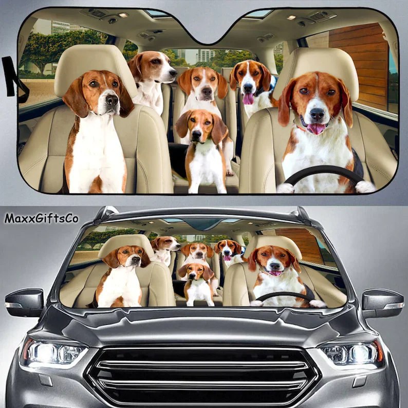 

American Foxhound Car Sun Shade, American Foxhound Windshield, Dogs Family Sunshade, Dogs Car Accessories, Dogs Lovers Gift, Car