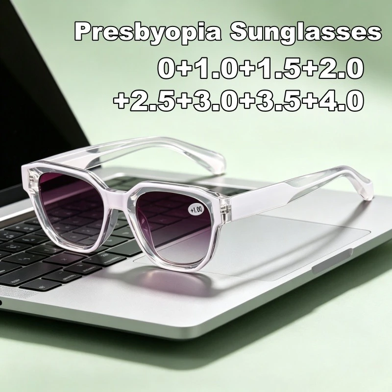 High-Quality Fashion Square-Frame Presbyopia Sunglasses Gray Lenses Ultra-Lightweight High-Definition Driving Shades Eyewear