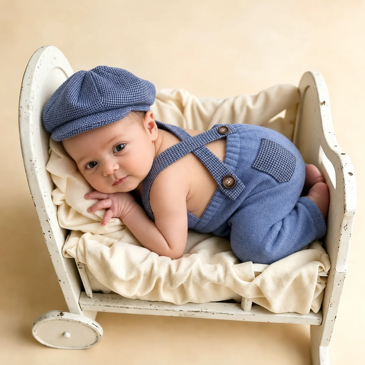 신생아 남아 사진 촬영 의상 블루 서스펜더 롬퍼 오버올 - Baby Clothing Products 리뷰 및 가격