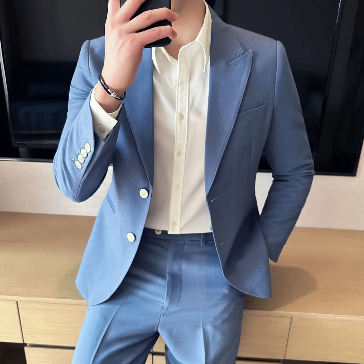 Terno de negócios high-end masculino, roupa formal profissional casual, terno de casamento do noivo, fósforo fino e bonito, 4-C4