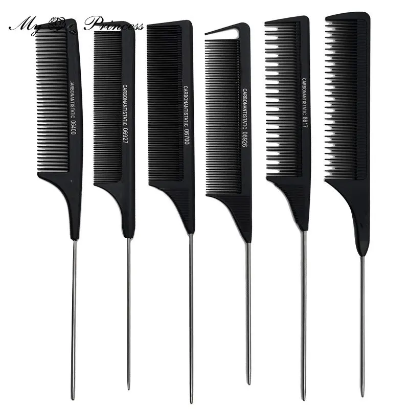 Professional Anti Static Pointed Tail Hair Styling Comb Hair Dye Brush Barber Steel Needle Pin Rat Tip Combs Barber Accessorie