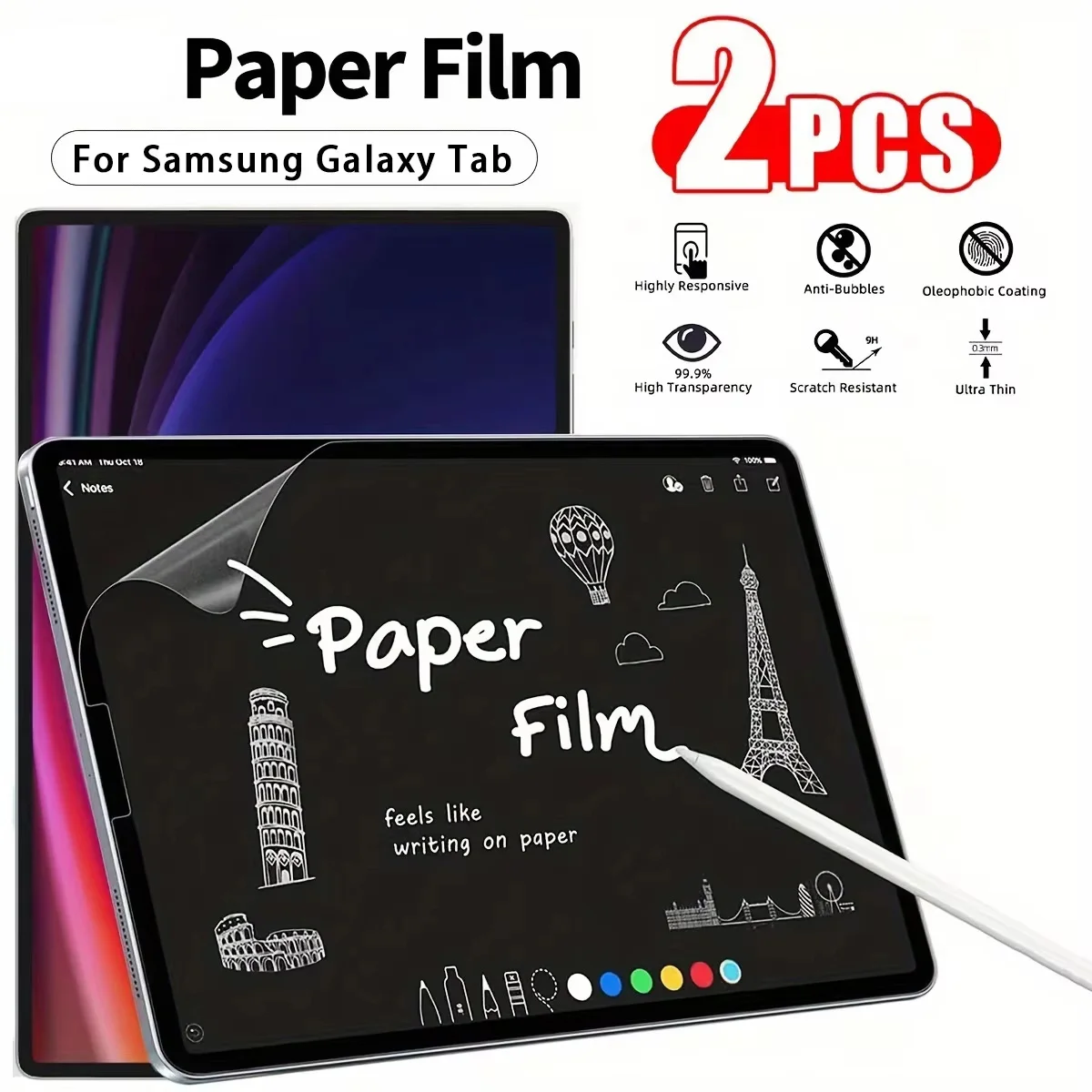 Paper Film Screen Protector For Samsung Tab S10 FE 2025 S9 A9 A8 A7 Lite S8 S9 S10 Ultra 14.6 S7 S8 S9 FE Plus 12.4 S6 Lite 10.4