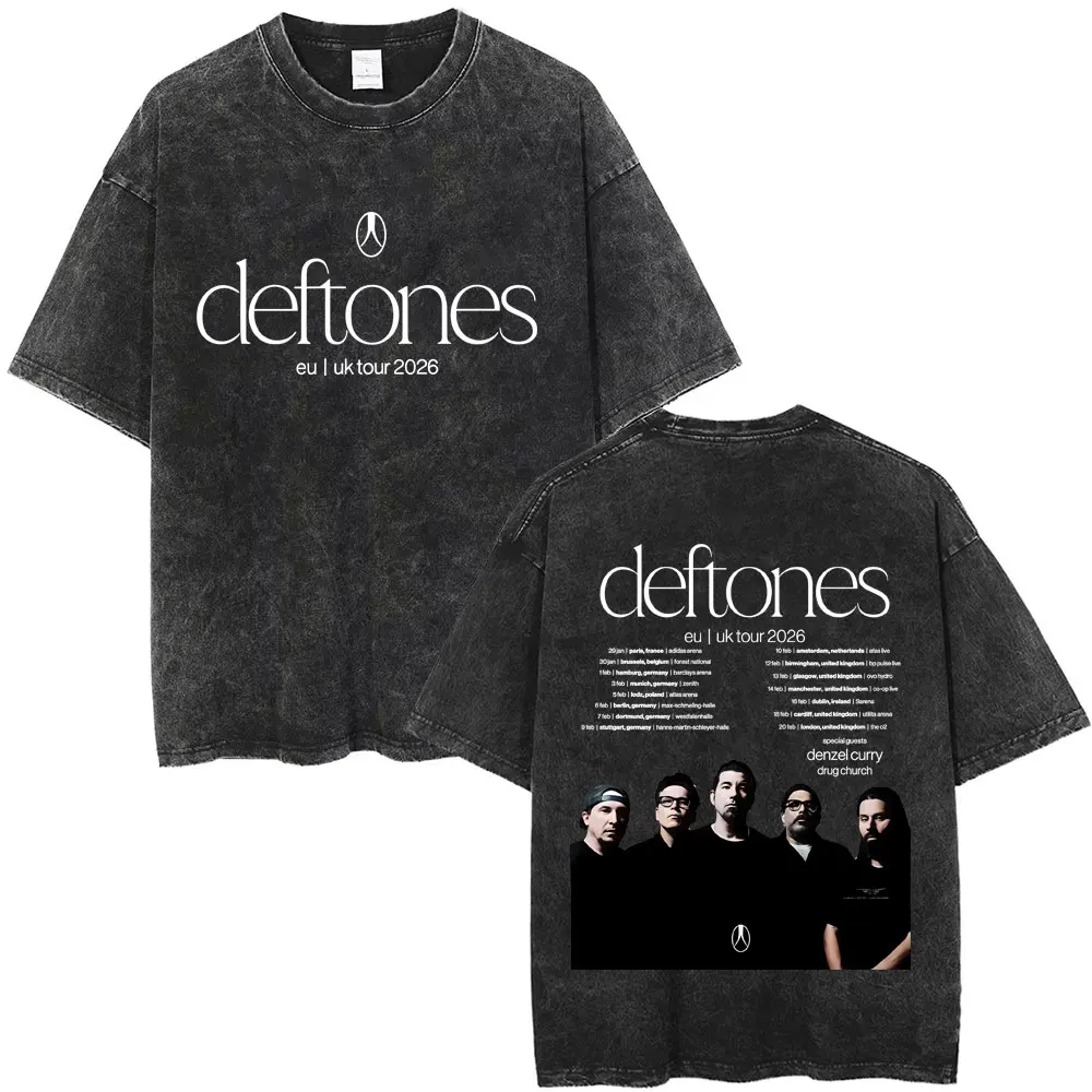 

Washed Vintage Rock Band Deftones Private Music Tour 2026 T-shirt Men Women Fashion Casual Oversized T Shirts Streetwear Unisex