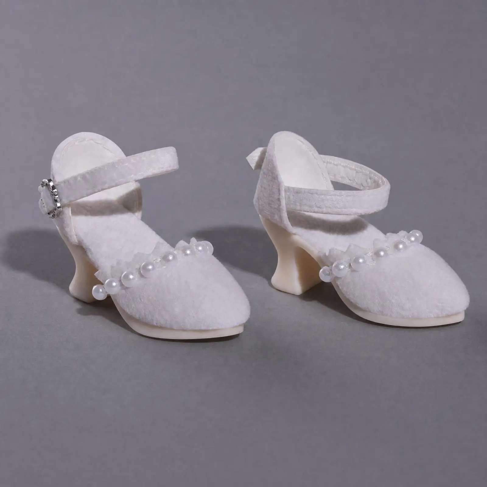 BJD Highopen-Back Shoes Realistic 1/4 BJD Flash Card Doll Shoes with Pearl Trim Secure Fit
