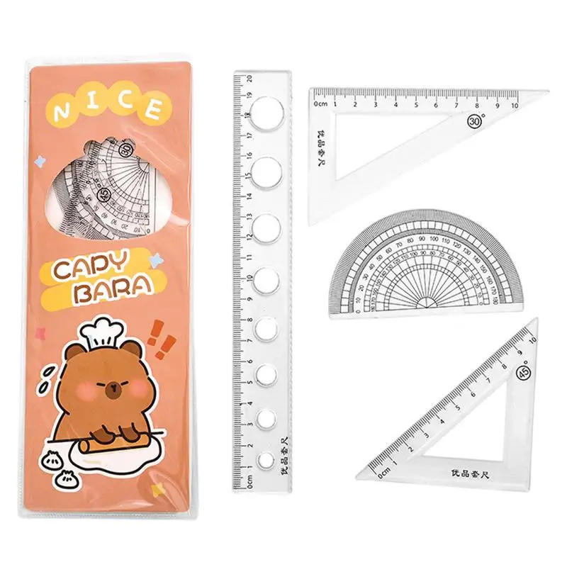 مجموعة مسطرة كابيبارا اللطيفة مجموعة مسطرة كابيبارا المحمولة اللطيفة مجموعة مسطرة مستقيمة مسطرة مثلثة أداة هندسة الرياضيات