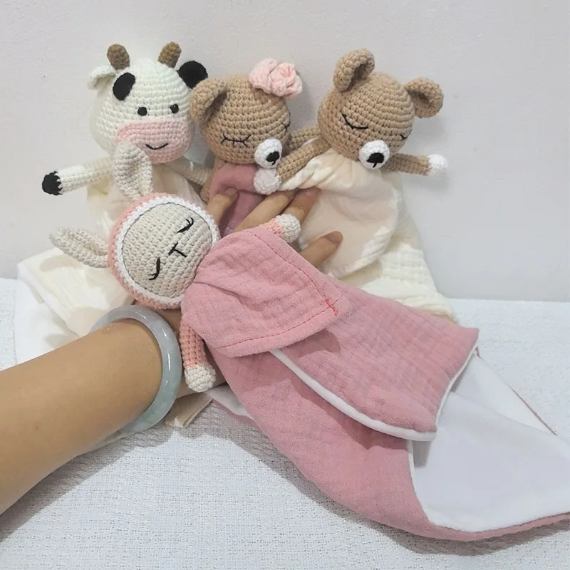 Personalized Lovely Blanket Cotton Gauze Baby Towel Bunny Ear Rabbit Doll Baby Comforters Blanket Soothing Towel Newborn Face To