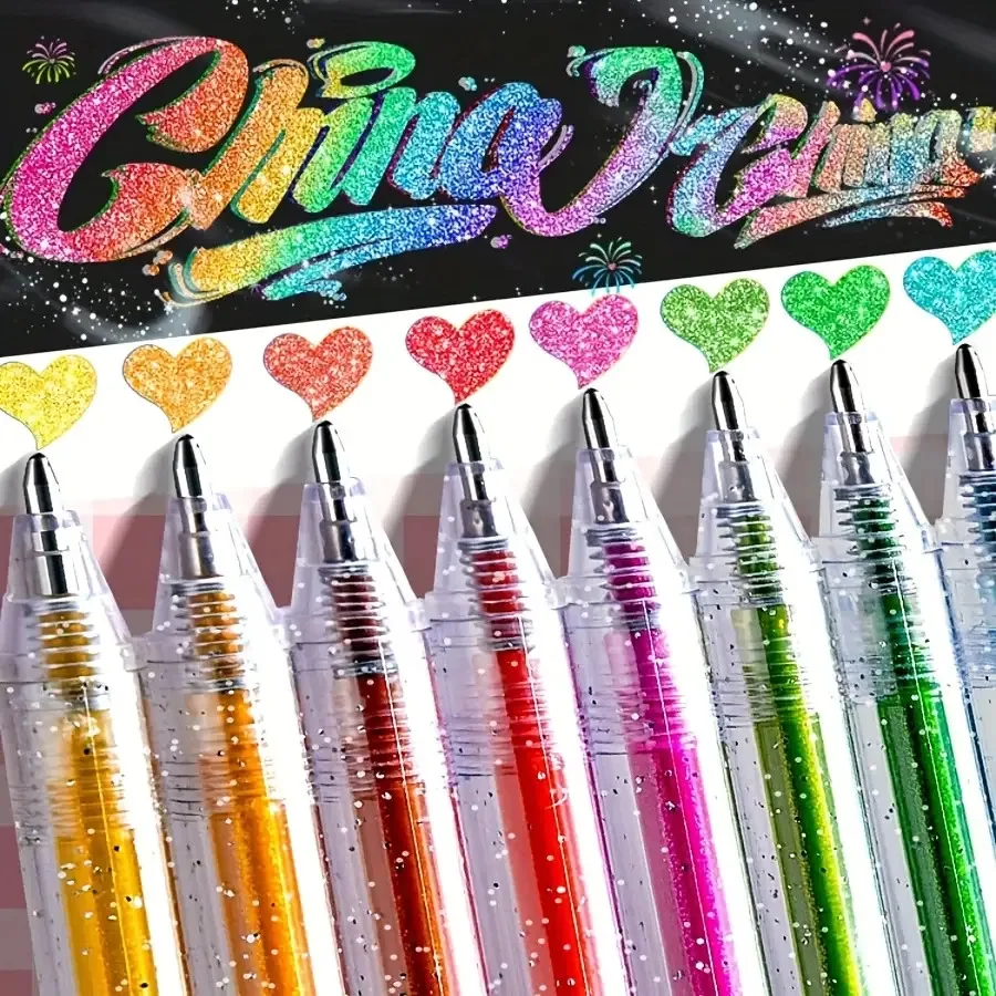 

12 Colors Art Marker Set Color Changing Glitter Pens Liquid Sand Sparkling Stars Gel Pens for Drawing