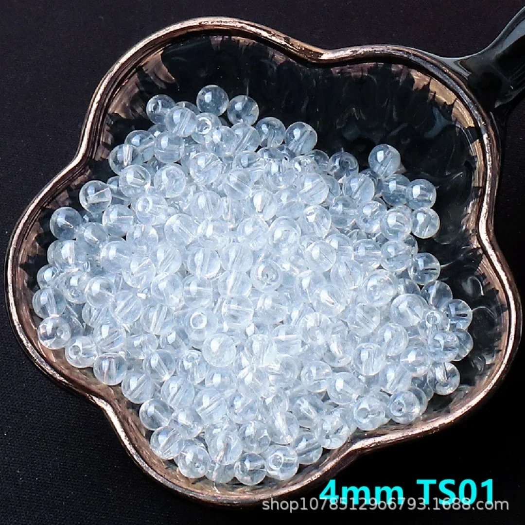Perles de riz en verre brillant crème, taille uniforme de 4mm, ne se décolore pas, faites à la main, épingle à cheveux, perles en vrac, haute qualité