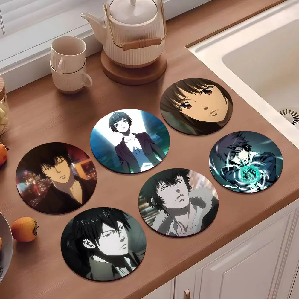 1pc Anime Psycho-Pass Wooden Coaster Colour Printing Cup Mat Home Desk Decoration Gifts
