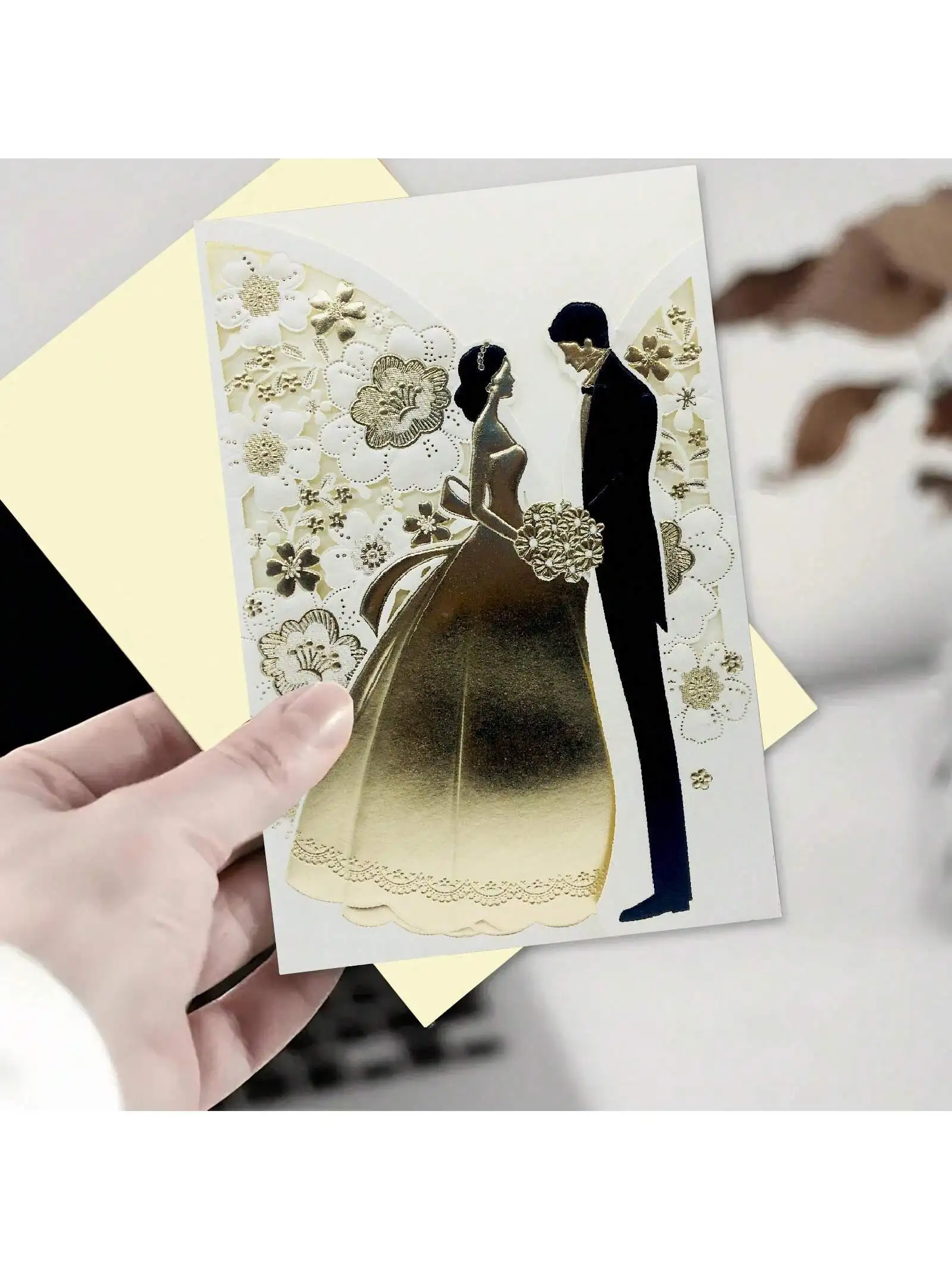 

Bride And Groom Laser Cut Wedding Invitation Cards Luxury Greeting Card Customized Favors Wedding Decoration Party Supplies