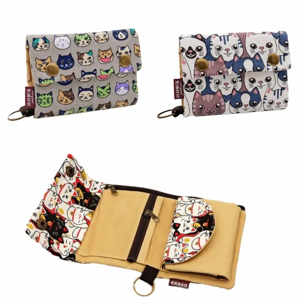 المحمولة خمر محفظة نسائية للعملات المعدنية قماش أضعاف الكرتون المطبوعة محفظة حقيبة التخزين سستة تغيير المال المنظمون النساء الرجال