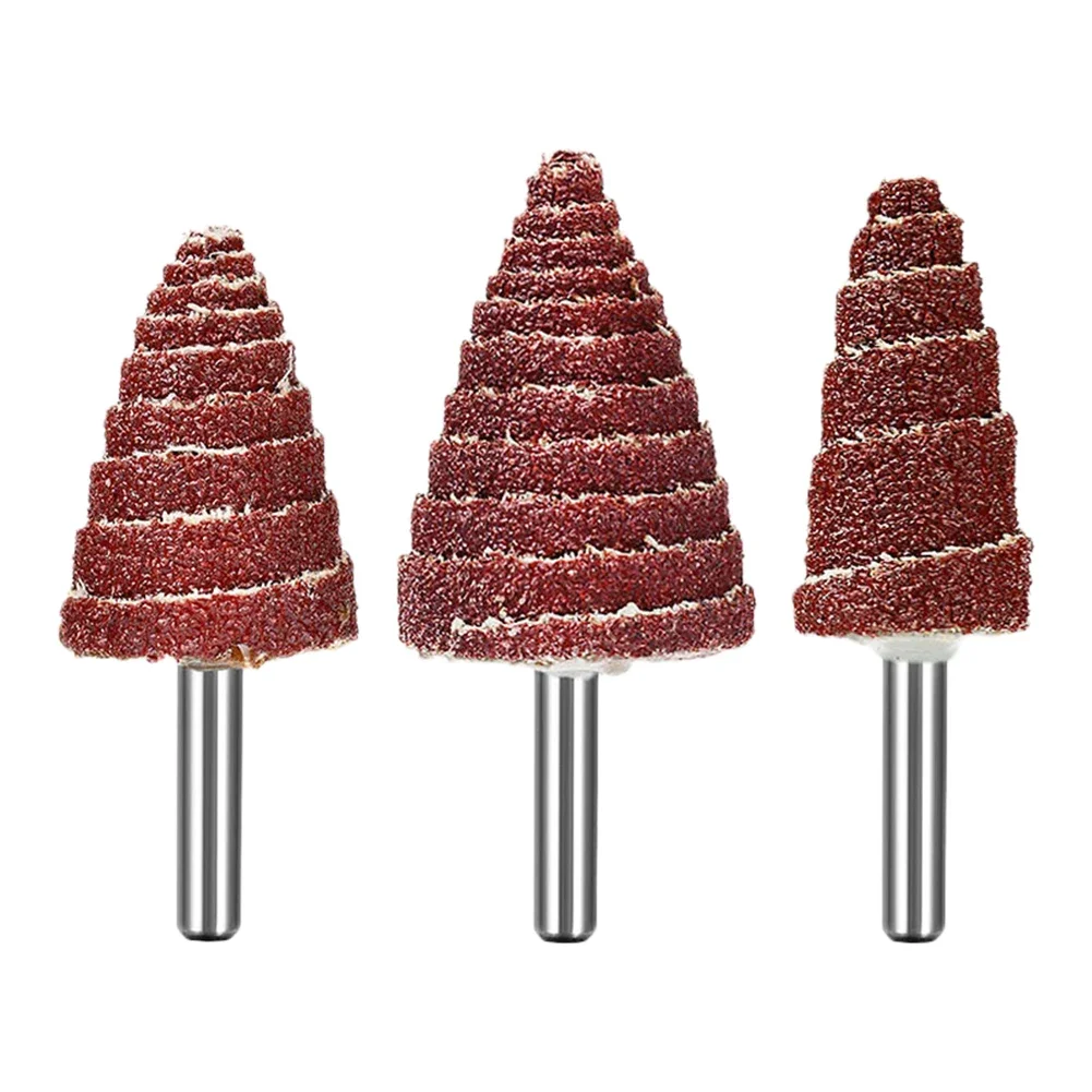 

3pcs 6MM Shank Tapered Cone Grinding Head Sandpaper Flap Wheels Abrasive Tool Mounted Point Grinding Head Rotary Tool 20/25/30mm