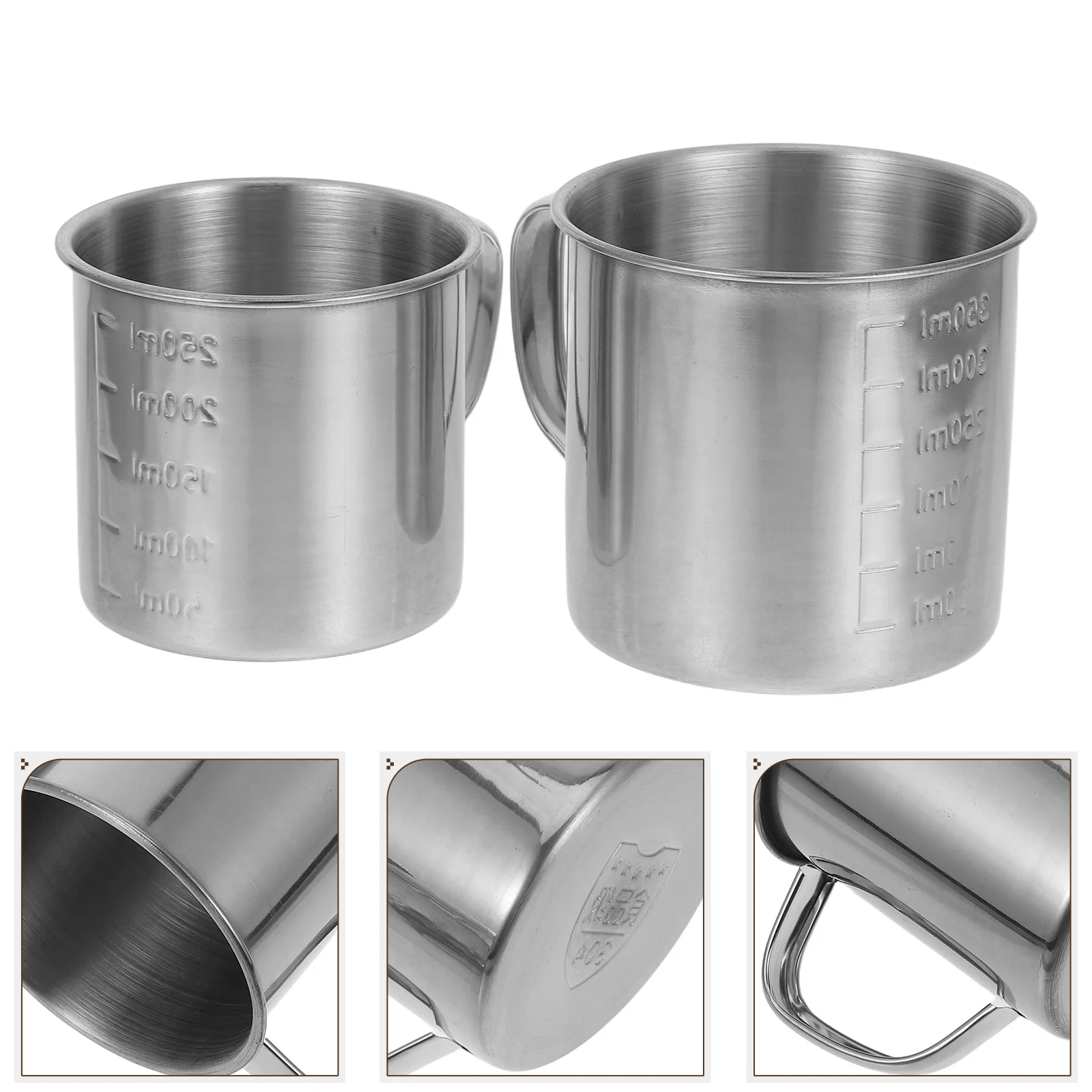

2Pcs Stainless Steel Measuring Cups Precision Engraved Markings Ergonomic Handle Portable Multipurpose Kitchen Baking Tool