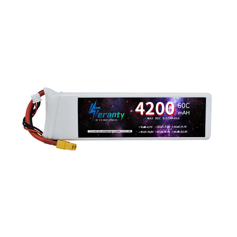 TERANTY-LiPo Bateria para RC Quadcopter, Helicóptero, Carro, Barco, Drones, Peças De Reposição, 2S, 7.4V, 4200mAh, 60C, T, XT60, XT90