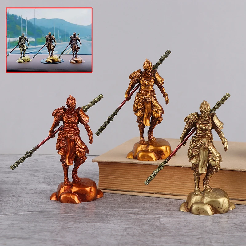 1 Piece Antique Monkey Sun Wukong Miniature Figurines Craft Desk Ornament Mini Golden Cudgel Wu Kong Statue Model DIY Decoration