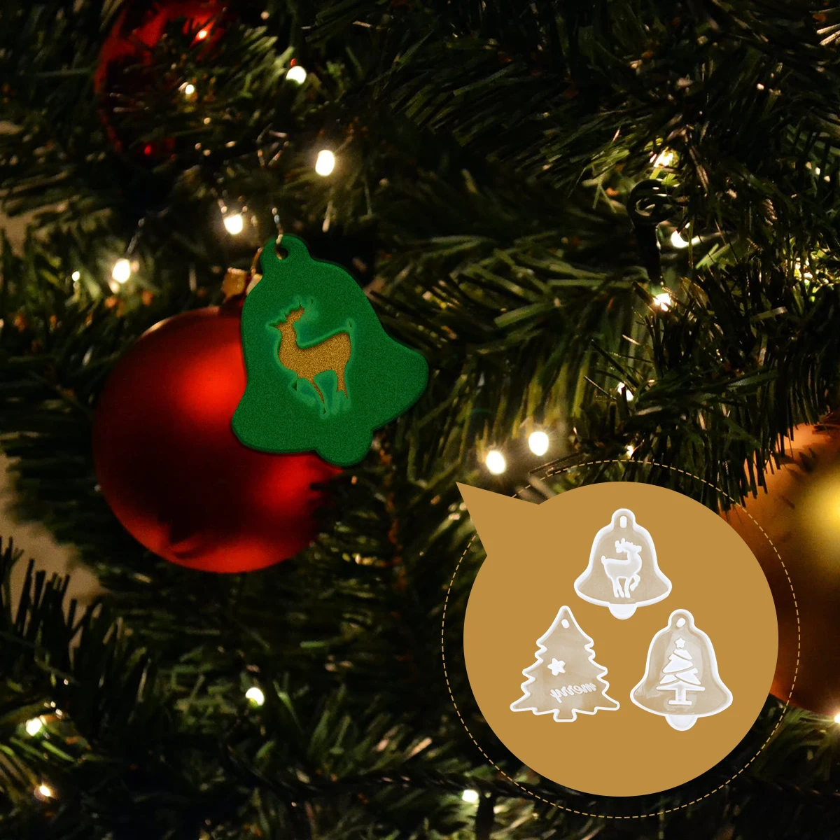 

3 PCS Crystal Epoxy Mold Jewelry Silicone DIY Molds for Resin Pendant Making Christmas Tree