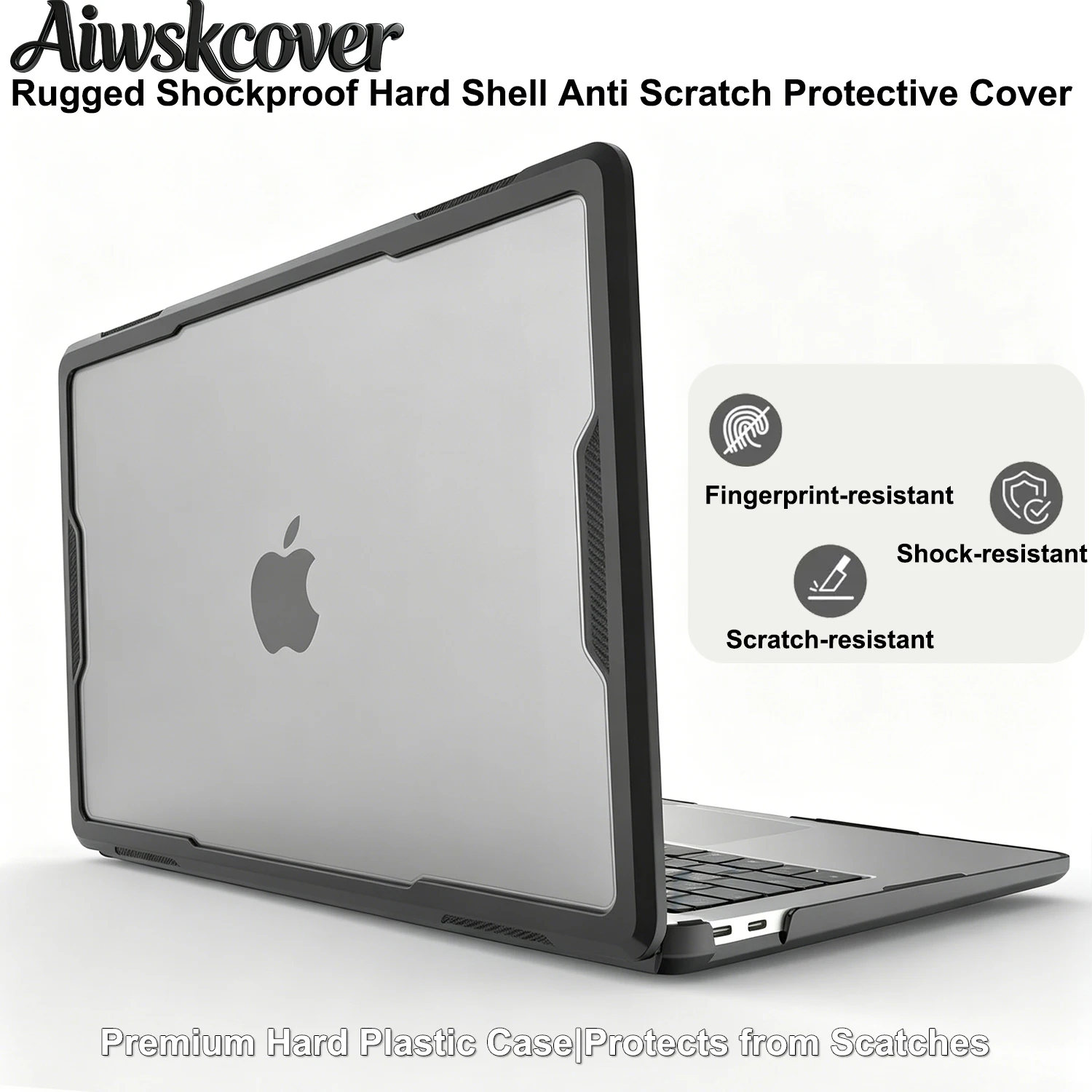 Capa rígida à prova de choque para MacBook Air 13,6 polegadas 2026-2022, M5/M4/M3/M2 A3449 A3240 A3113 A2681 Touch ID, capa com bumper de TPU.