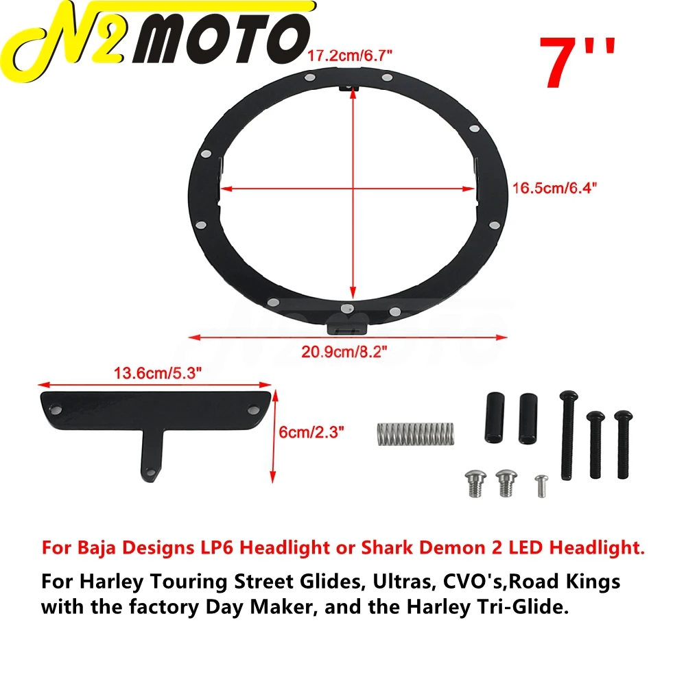 7 inch Headlamps Round Bracket Kit For Baja Designs LP6 For Harley Touring Tri Glide CVO Street Glide FLHXSE FLHXS 1999-Later view 5