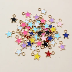 100pcs 6x8mm Enamel Small Stars Charms Pendant 9-colors Zinc Alloy Metal DIY Jewelry Making Accessories for Bracelet Necklace