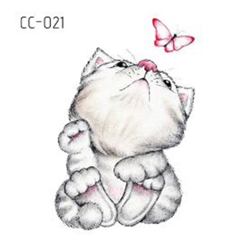 Мультяшные татуировки, детский праздничный макияж, цветок, кошка, собака, бабочка, временные боди-арт, одноразовые наклейки