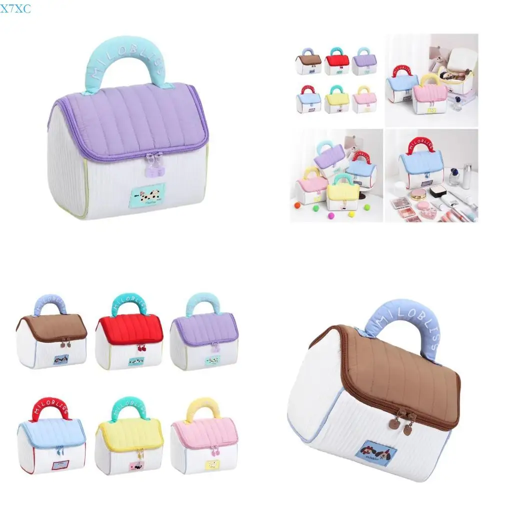 

X7XC Lovely House Makeup Bag Large Capacity Toiletry Bag Handheld Cosmetic Bag Skincare Storage Bag Travel Wash Bag for Woman