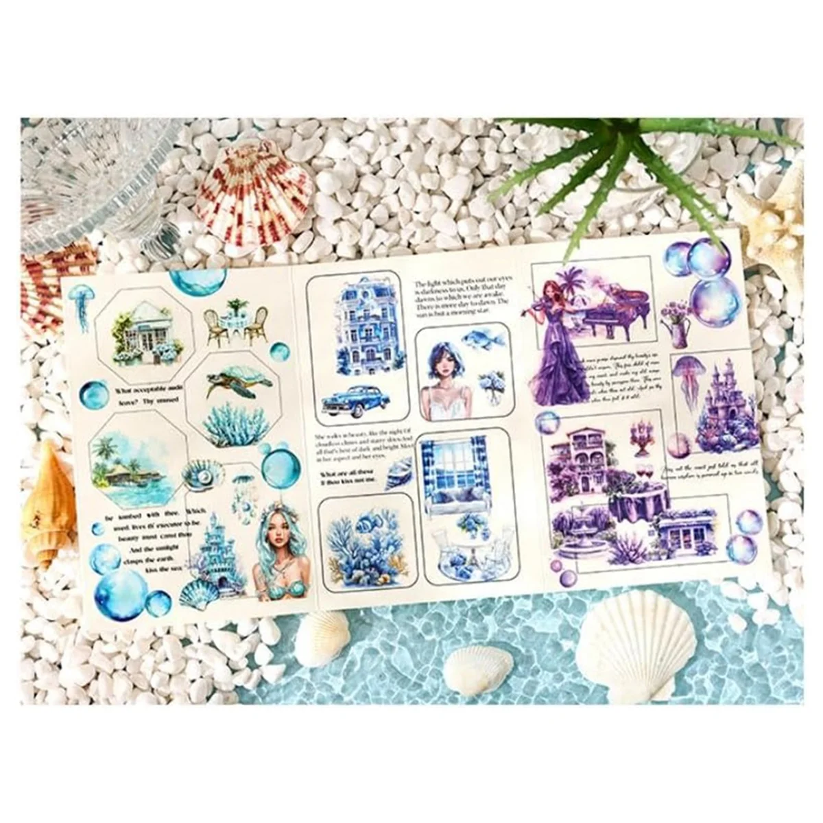 

SSR 100 Sheet Summer Scrapbook Stickers for Scrapbooking Supplies, 100 Sheets Transparent PET Scenery Journal Stickers