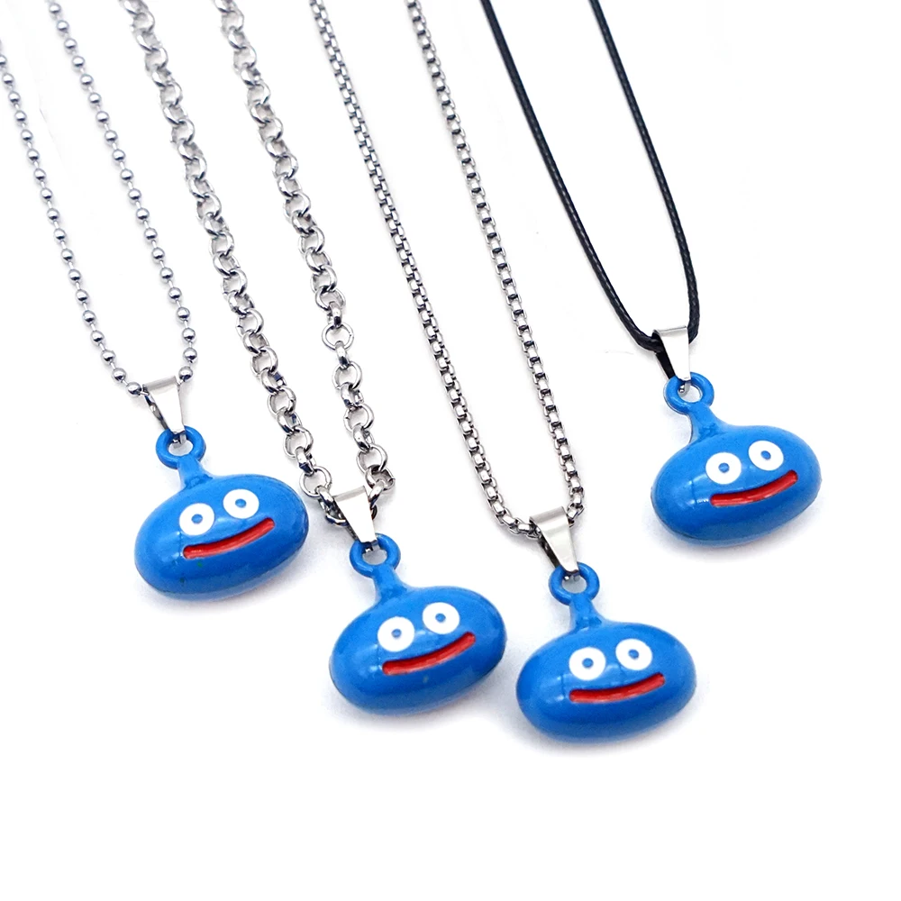 Doragon Kuesuto Slime Necklace Dragon Quest Blue Slime Metal Pendant Necklaces Game Jewelry Chains Choker Collares Charm Gifts