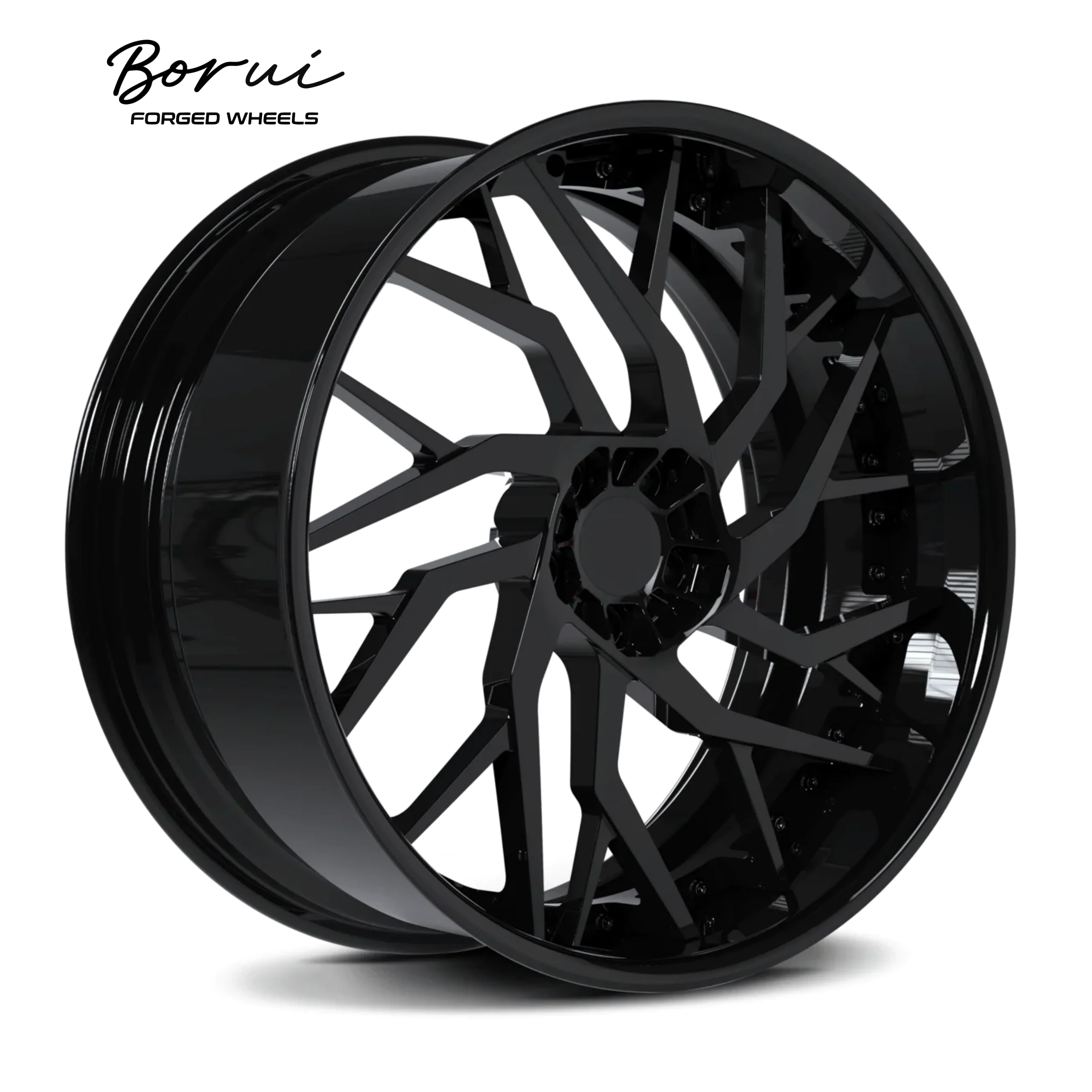 Borui Forged Wheel Two-Piece Black Light Sport Aluminum Alloy Wheel Mags 18-24 Inch Deep Lip Car Wheels New Condition