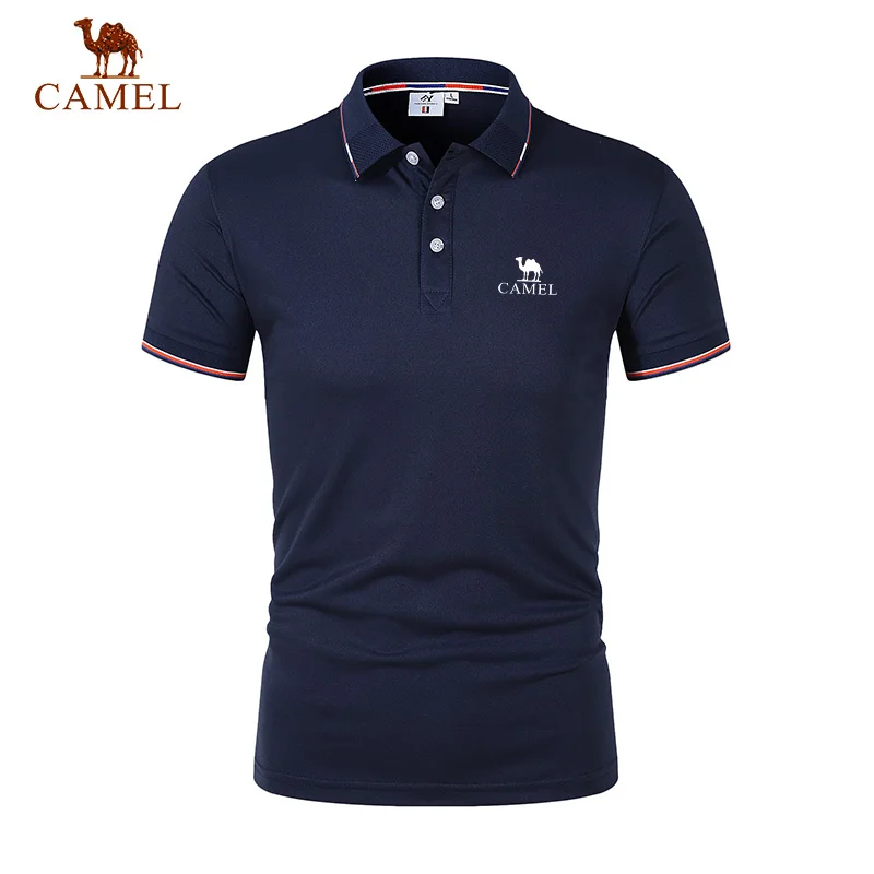 CAMEL kaus Polo pria bordir, kaus Polo pria nyaman kualitas tinggi dengan kerah Lapel, kaus bisnis baru musim panas untuk pria