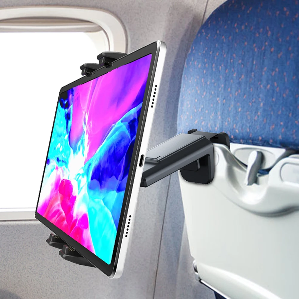Neuer Flugzeug-Tablet-Halter für Reisen, Zug, Sitz, Schrank, Bar, freihändig, faltbar, Telefonhalterung, Ständer, Schreibtisch, Kantengriff, 360-Grad-Drehung