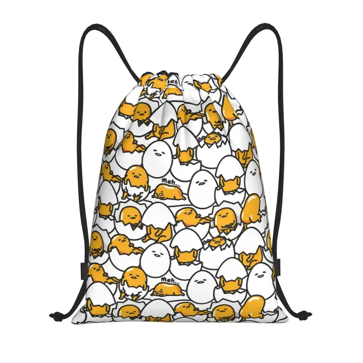 مخصص أنيمي Gudetama الكرتون الرباط حقيبة الرجال النساء المحمولة رياضة الرياضة Sackpack التسوق تخزين الظهر